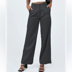 Loft Marisa Black Stripe Wide Leg Office Trouser Pants Women’s Sz 6 NWT